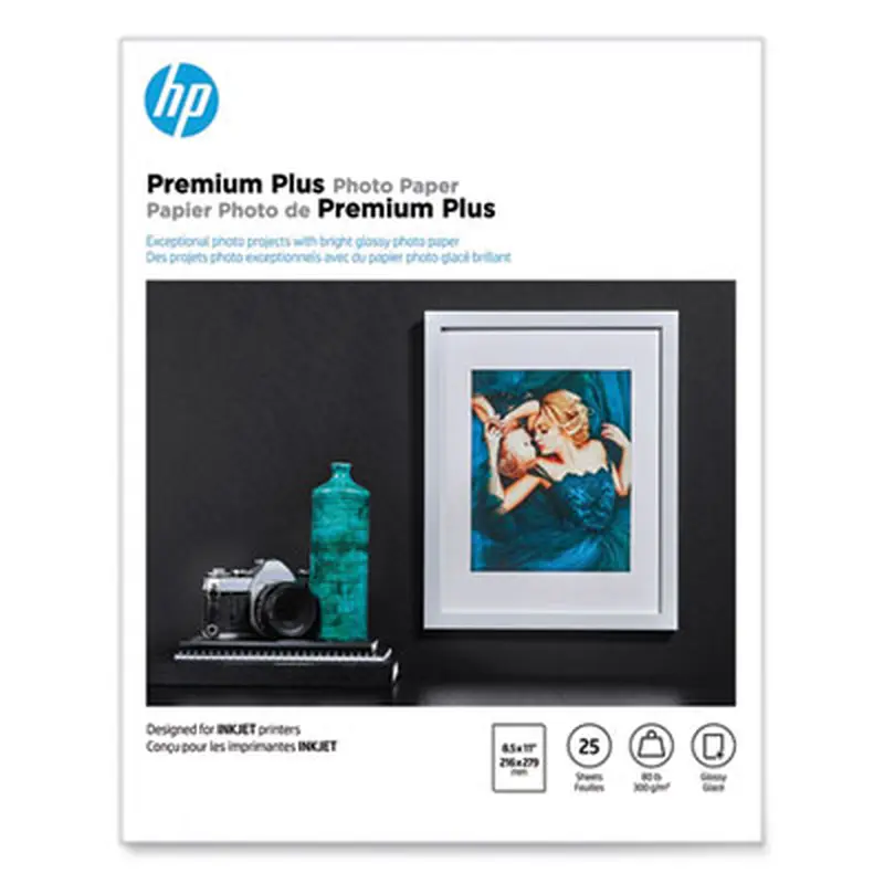 Premium Plus Photo Paper, 11.5 mil, 8.5 x 11, Glossy White, 25/Pack - Photo Print Paper | HP