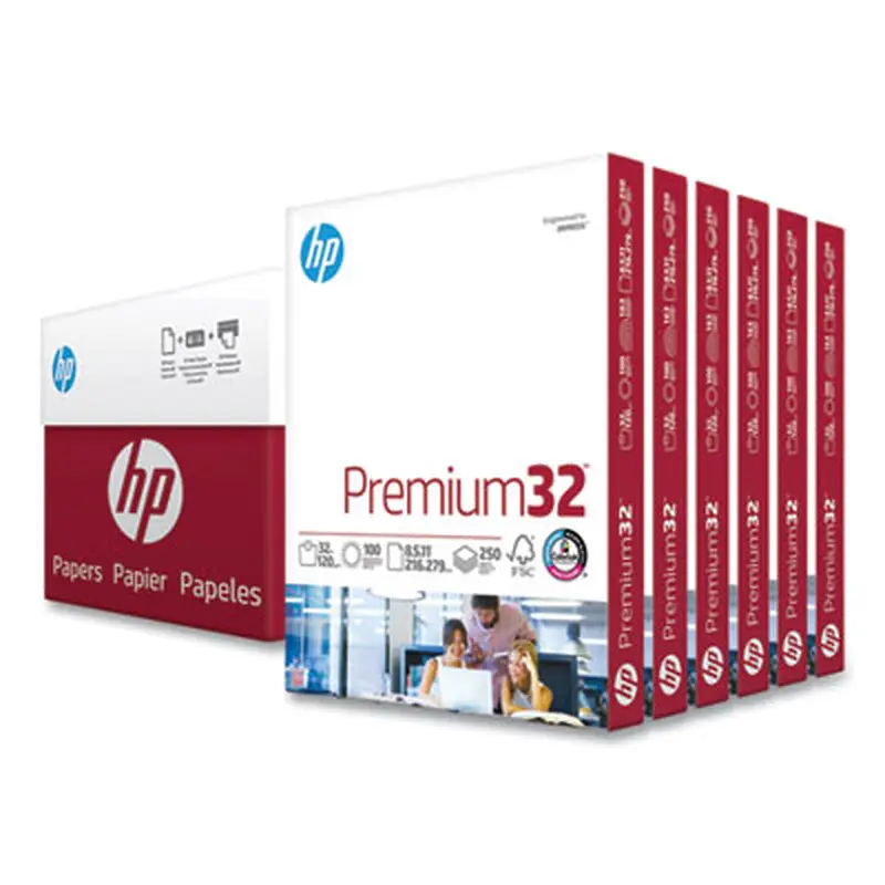 Premium32, 100 Bright, 32 lb Bond Weight, 8.5 x 11, Extra Bright White, 250 Sheets/Ream, 6 Reams/Carton - Copy Paper | HP Papers