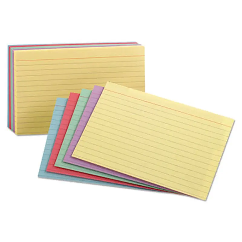 Ruled Index Cards, 5 x 8, Blue/Violet/Canary/Green/Cherry, 100/Pack - Index Cards | Oxford