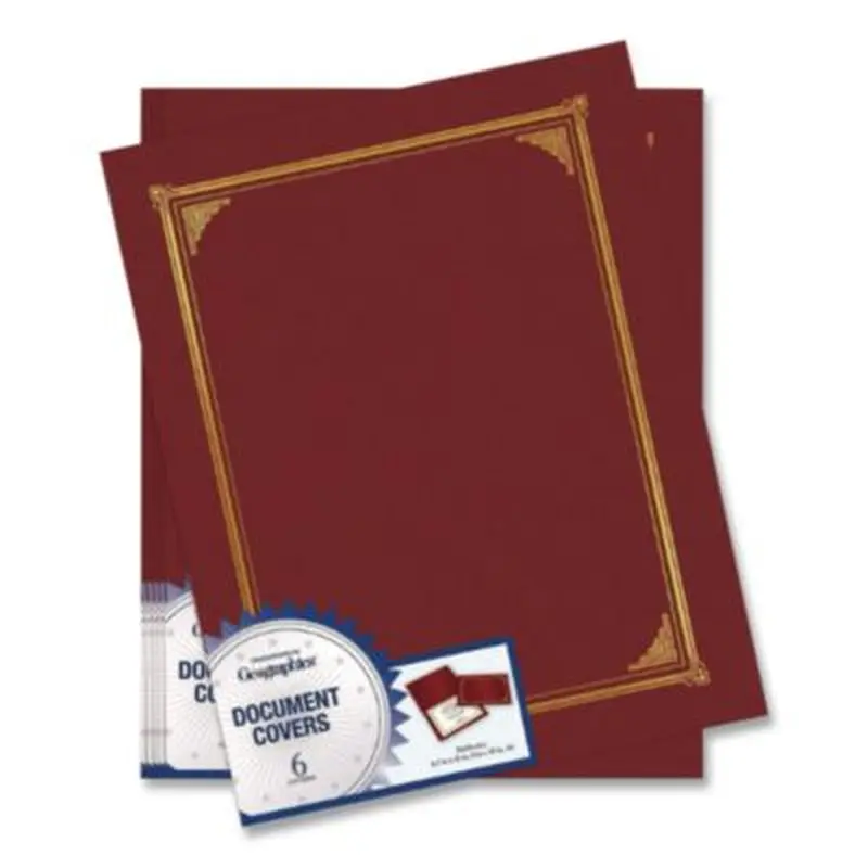 Certificate/Document Cover, 12.5 x 9.75, Burgundy, 6/Pack - Document Holders | Geographics