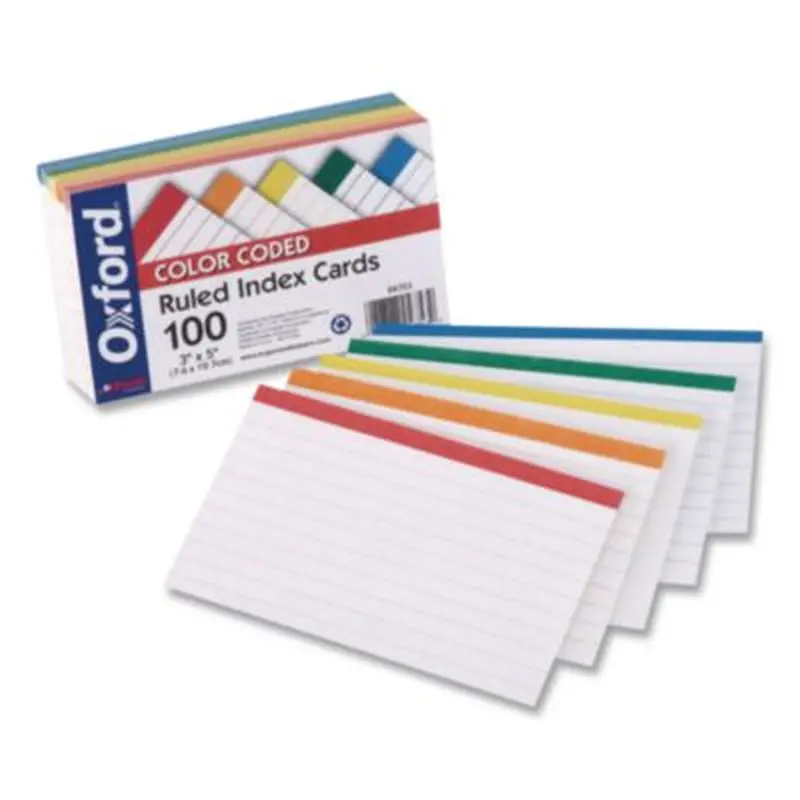 Color Coded Ruled Index Cards, 3 x 5, Assorted Colors, 100/Pack - Index Cards | Oxford
