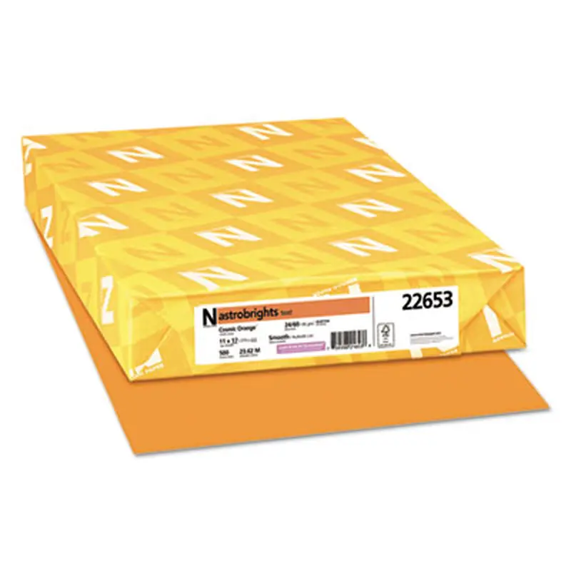 Color Paper, 24 lb Bond Weight, 11 x 17, Cosmic Orange, 500/Ream - Copy Paper | Astrobrights