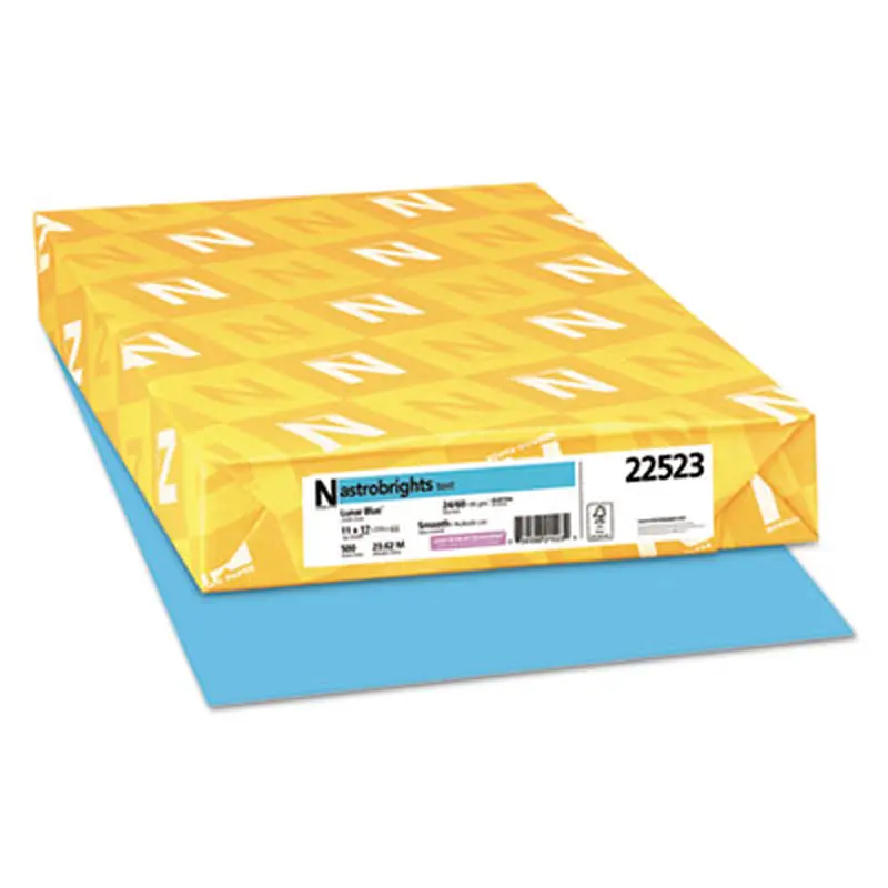 Color Paper, 24 lb Bond Weight, 11 x 17, Lunar Blue, 500/Ream - Copy Paper | Astrobrights