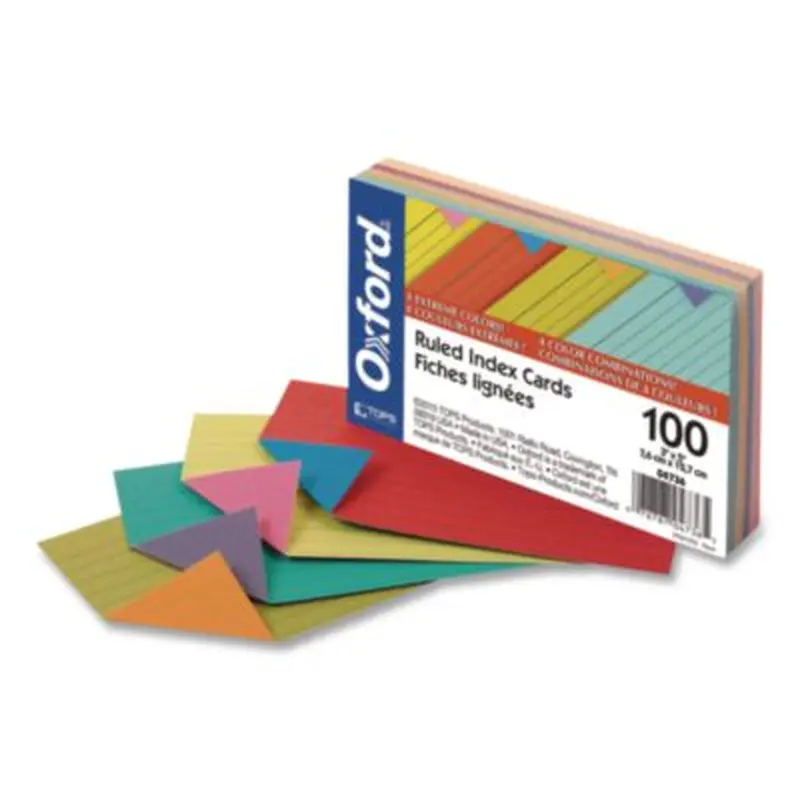 Extreme Index Cards, Ruled, 3 x 5, Assorted, 100/Pack - Index Cards | Oxford