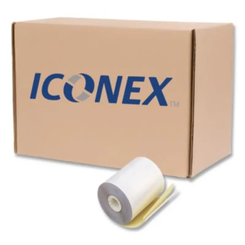 Impact Printing Carbonless Paper Rolls, 0.69" Core, 3.25" x 80 ft, White/Canary, 60/Carton - Roll Paper | Iconex