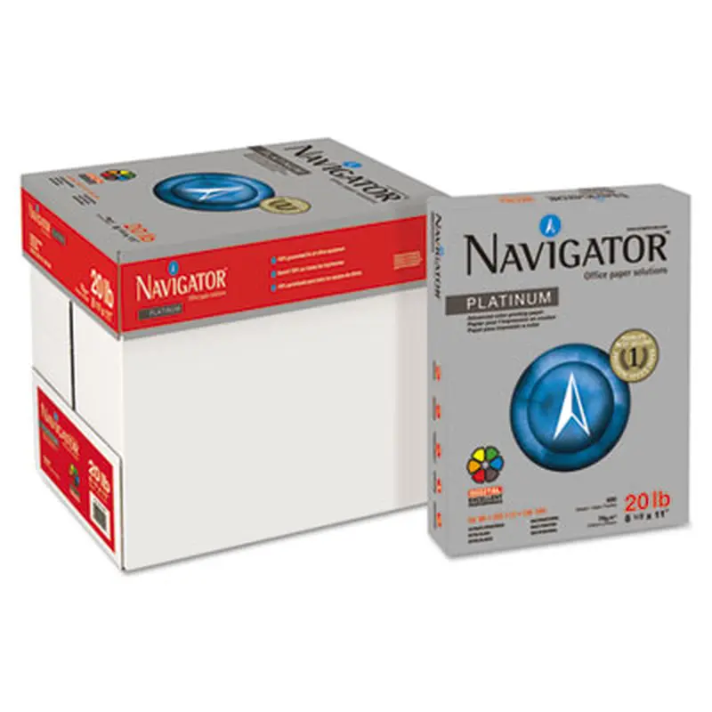 Platinum Paper, 99 Bright, 20 lb Bond Weight, 8.5 x 11, White, 500 Sheets/Ream, 10 Reams/Carton - Copy Paper | Navigator