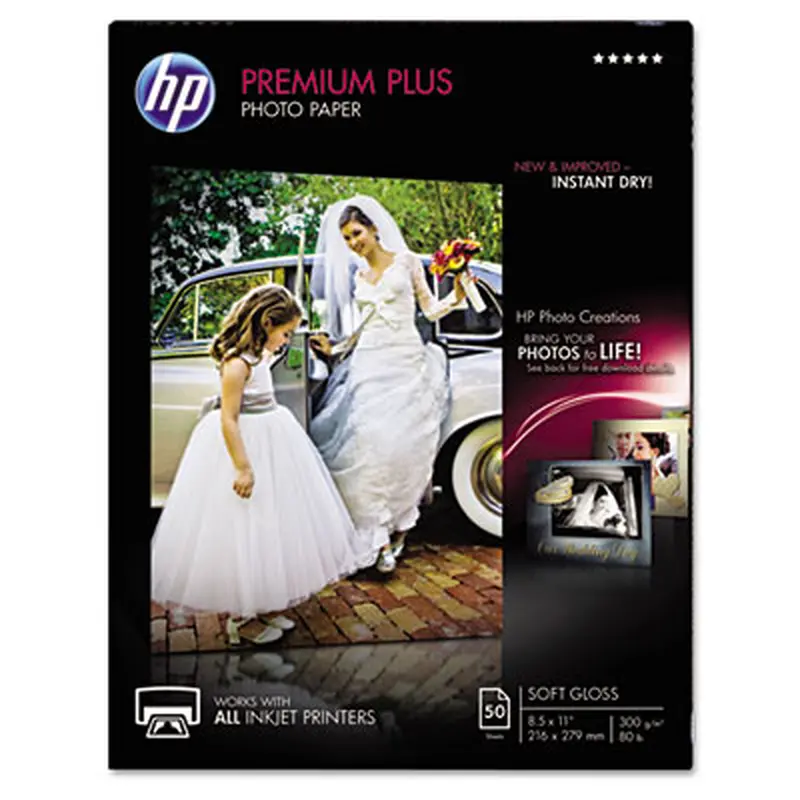 Premium Plus Photo Paper, 11.5 mil, 8.5 x 11, Soft-Gloss White, 50/Pack - Photo Print Paper | HP