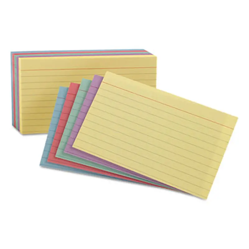 Ruled Index Cards, 4 x 6, Blue/Violet/Canary/Green/Cherry, 100/Pack - Index Cards | Oxford