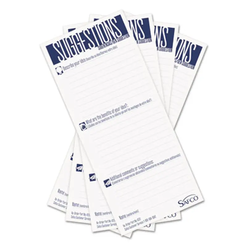 Suggestion Box Cards, 3.5 x 8, White, 25/Pack - Suggestion Box Cards | Safco