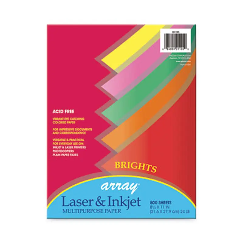 Array Colored Bond Paper, 24 lb Bond Weight, 8.5 x 11, Assorted Bright Colors, 500/Ream - Copy Paper | Pacon