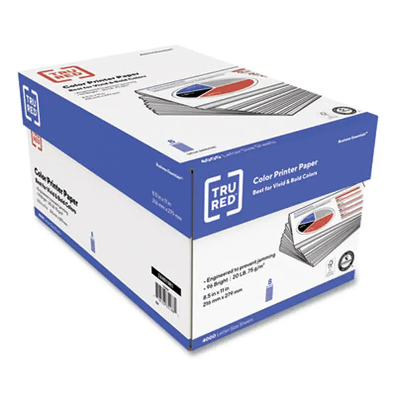Color Printer Paper, 96 Bright, 20 lb Bond Weight, 8.5 x 11, 500 Sheets/Ream, 8 Reams/Carton - Copy Paper | TRU RED
