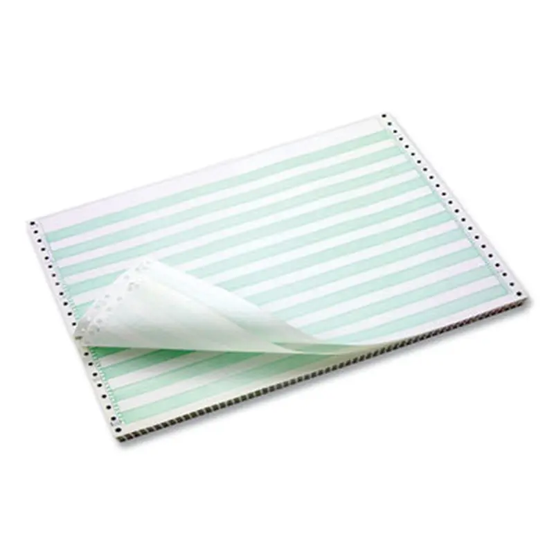 Continuous Feed Computer Paper, 1-Part, 18 lb Bond Weight, 11 x 14.88, White/Green Bar, 3,000/Carton - Computer Printout Paper | Domtar
