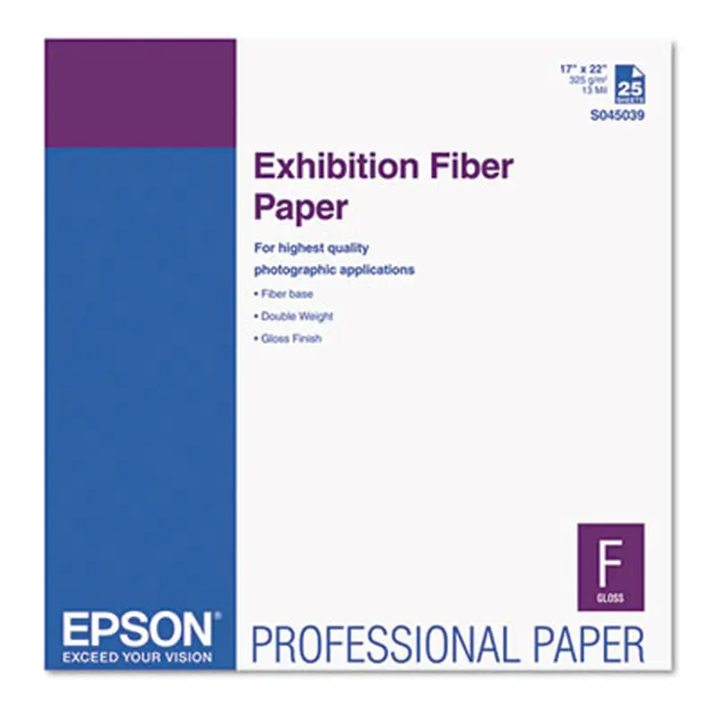 Exhibition Fiber Paper, 13 mil, 17 x 22, White, 25/Pack - Photo Print Paper | Epson