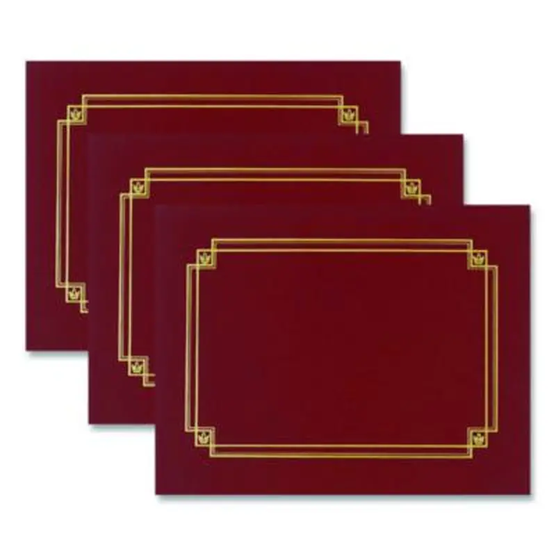 Premium Textured Certificate Holder, 12.65 x 9.75, Burgundy, 3/Pack - Document Holders | Great Papers!