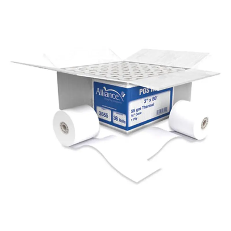 Thermal Cash Register/POS Roll, 3" x 80 ft, White, 36/Carton - Roll Paper | Alliance