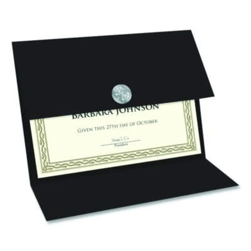 Tri-Fold Certificate Holder, 9.2 x 12.5, Black, 5/Pack - Document Holders | Geographics