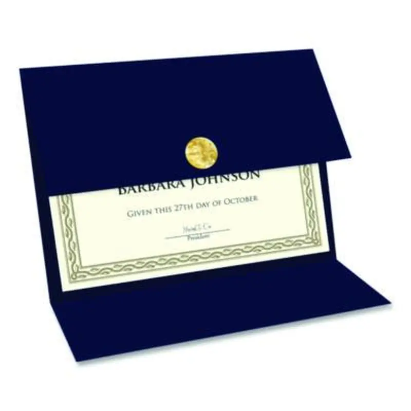 Tri-Fold Certificate Holder, 9.25 x 12.5, Navy Blue, 5/Pack - Document Holders | Geographics