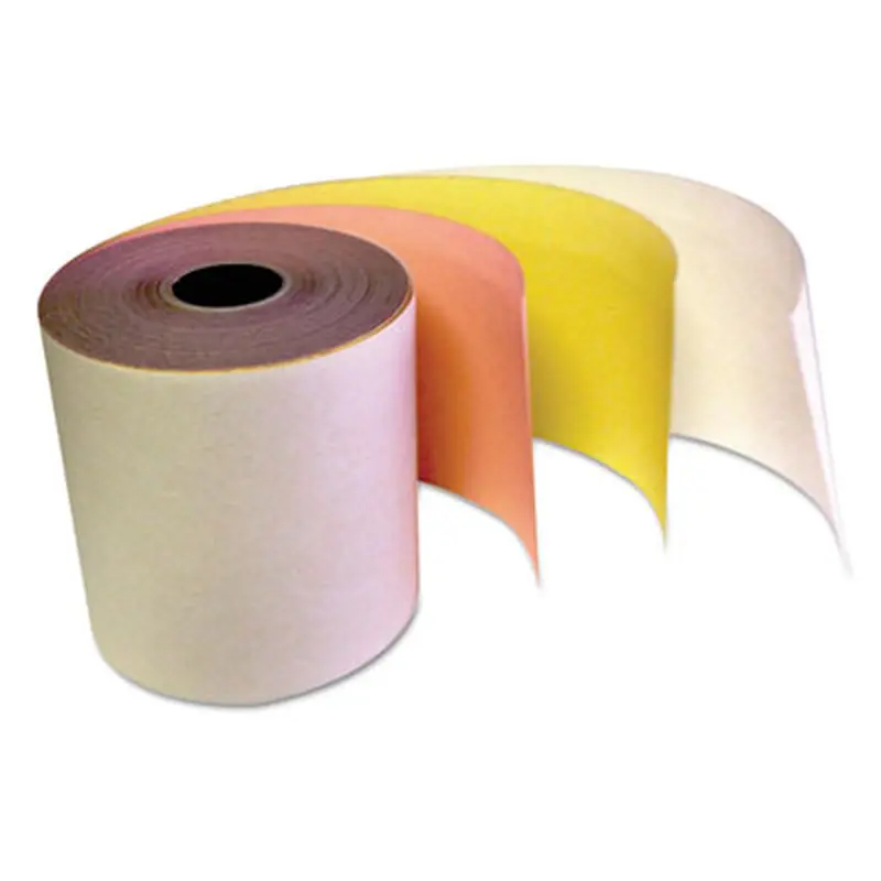 Carbonless Receipt Rolls, 3" x 67 ft, White/Canary/Pink, 5/Pack - Roll Paper | IMPRESO