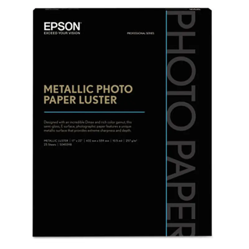 Professional Media Metallic Gloss Photo Paper, 10.5 mil, 17 x 22, White, 25/Pack - Photo Print Paper | Epson