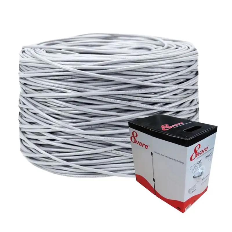 8ware CAT6 UTP Cable 305m Roll - Grey White Full 0.55mm Copper UTP stranded Ethernet LAN Network 24AWG 0.55cu 2x4p pvc Jacket