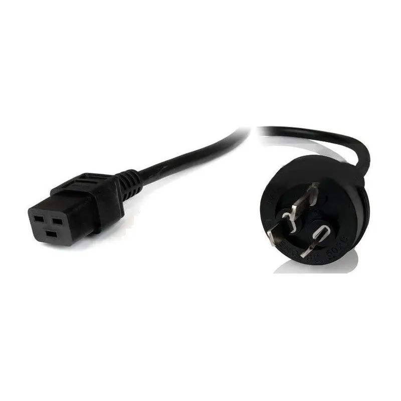 8Ware Power Cable 2m 3-Pin AU to IEC C19 Male to Female 10A Electrical Safety Black