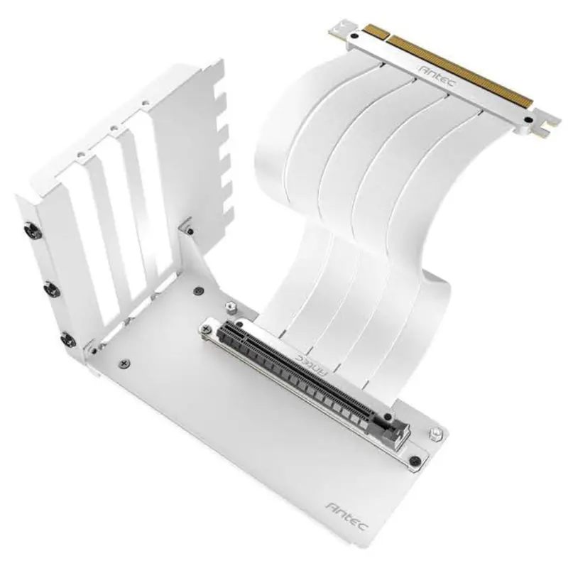 Antec Vertical Bracket with PCI-E 4.0 Cable Kit White (200mm). Universal - RTX 4050 / 4060 / 4070 / 5060 / 5070 and AMD 6000 & 7000 series