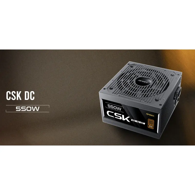 Antec CSK550DC 80  Bronze 115V, Continuous Power, DC to DC, Flat Cables, 5Yrs Warranty. CircuitShield Protections, Thermal,Reliable Value Power Supply