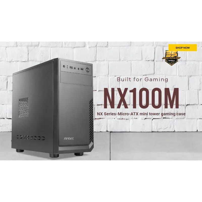 Antec NX100M mATX Business Office Case    True 450w Continuos PSU. 1x 5.25' ODD, Easy Access USB 3.0 x 2. 1x 80mm Fan. 8PIN EPS, 2x PCIE. TAC 2.0.