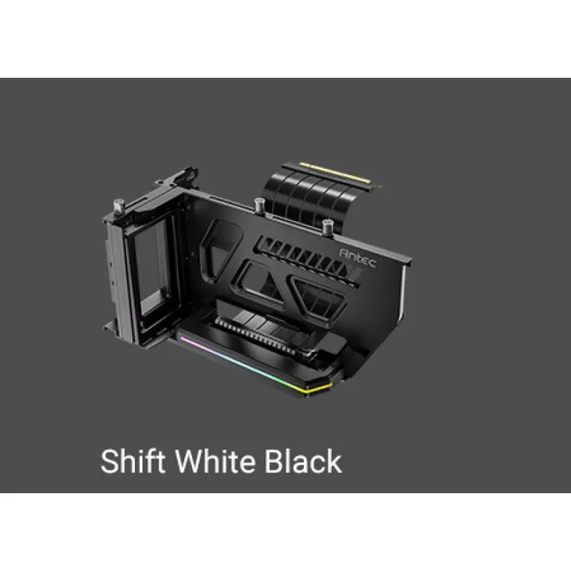 Antec RGB Adjustable Shift PCI Vertical GPU Bracket PCI-E 4.0 Riser Cable Black (190mm) for 4090 & 7900 XTX Cards. E-ATX, ATX, Case. 4 PCI required