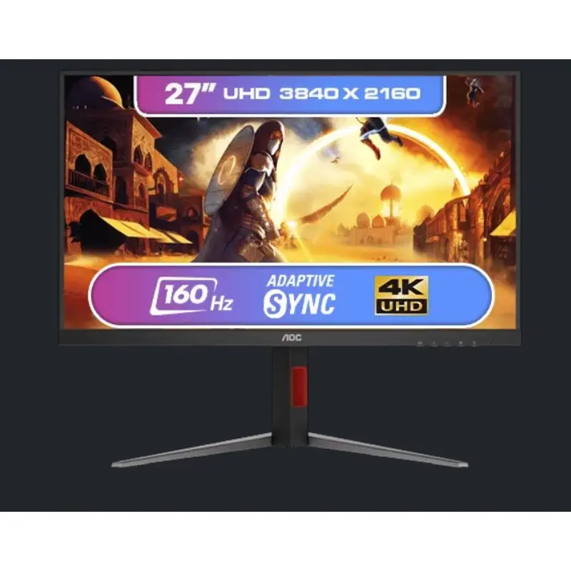 AOC 27' 4K IPS HDR400, 160hz 0.5ms, 16:9, 3840 x 2160 UHD Speakers HDMI 2.1 x 2 DisplayPort 1.4 x 1 Gaming and Multimedia Monitor