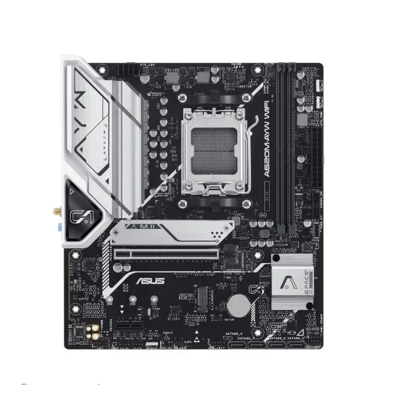 ASUS AMD A620M-AYW WIFI (AM5)  Micro-ATX Motherboard, 2xDDR5 Max 96GB, 1 x PCIe 4.0 x16 slot, 2 x M.2 slots, 4 x SATA, Wi-Fi 6, Realtek 2.5G