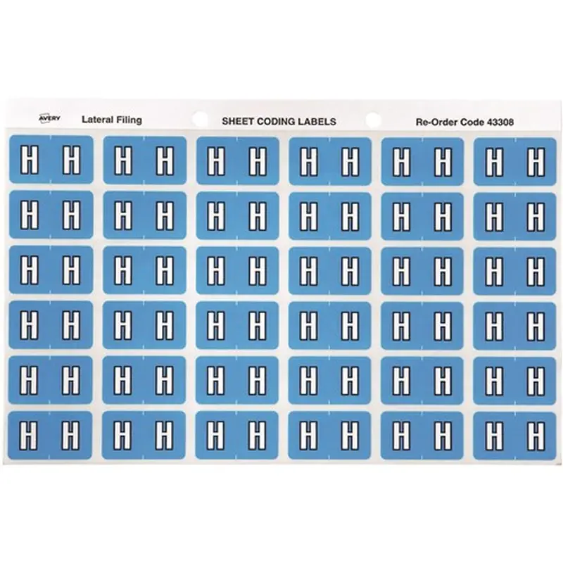 Avery Alphabet Coding Label H Side Tab 25x38mm Blue Pack Of 180