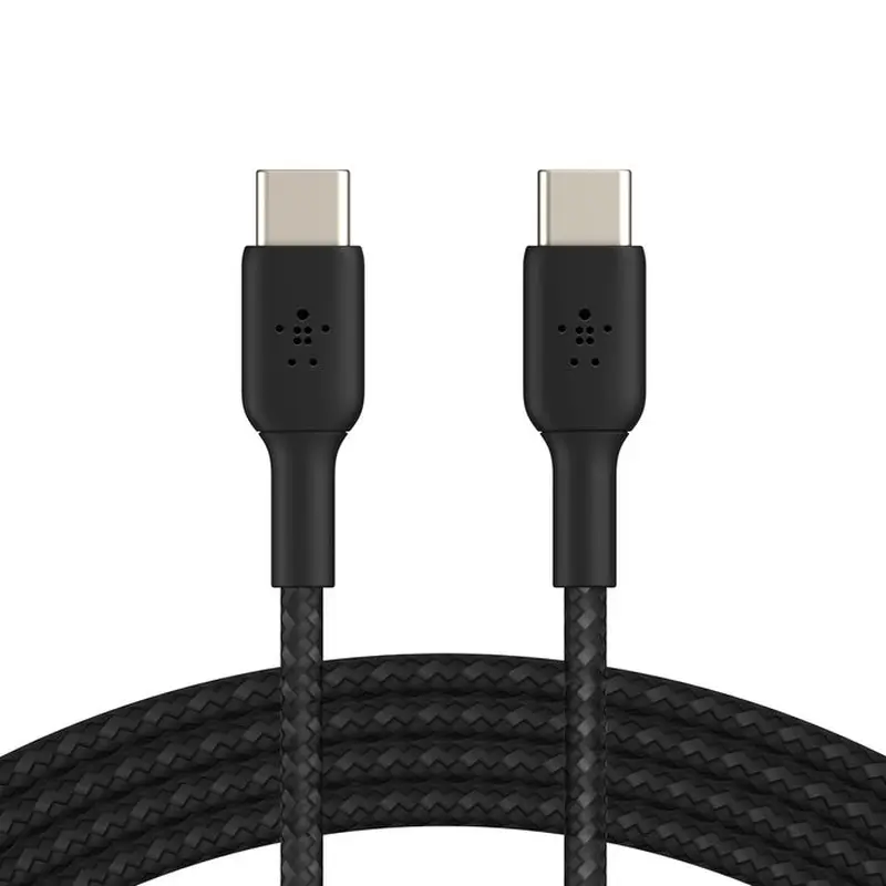Belkin Boostcharge USB-C to USB-C Braided Cable 0.15M - White (CAB004bt0MWH), 60W, 30K  bend, Certified by USB-IF to meet all electrical, 2YR