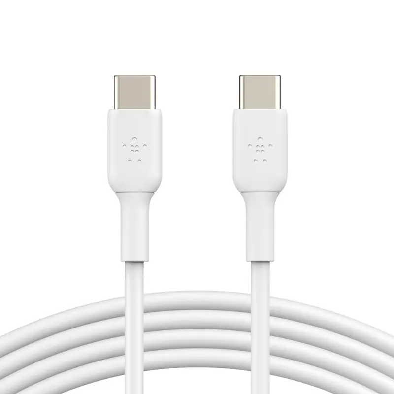 Belkin BoostCharge USB-C to USB-C Cable (2m/6.6ft) - White (CAB003bt2MWH),480Mbps,8K  bend,Samsung Galaxy,iPad,MacBook,Google,OPPO,Nokia,2YR