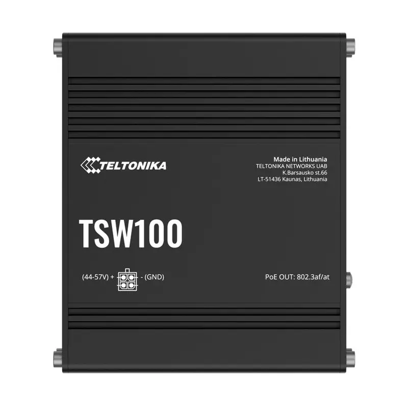 Teltonika TSW100 Industrial POE  Ethernet Switch, 4 x PoE  Ports, Power Up to 120W, 5 x Gigabit Ethernet with speeds up to 1000 Mbps, PSU included