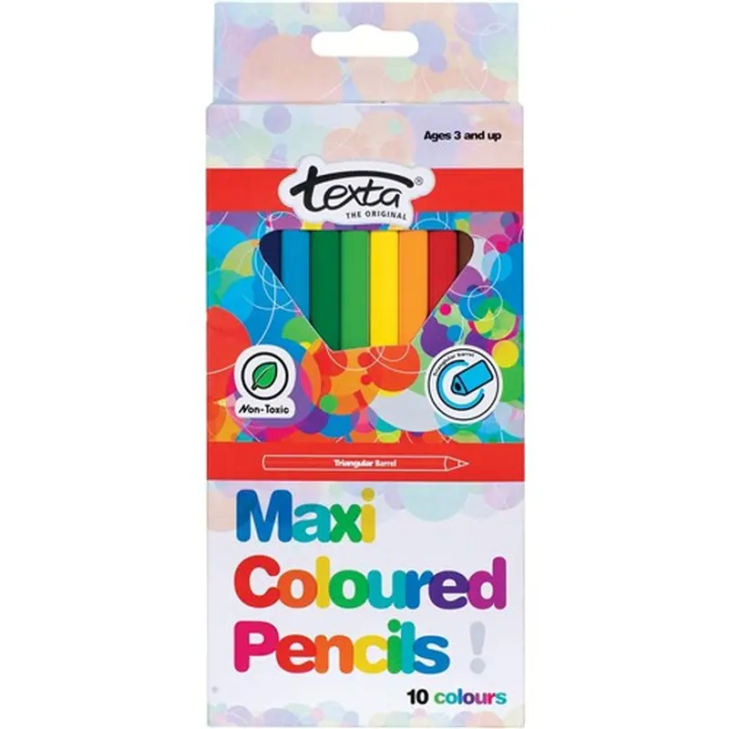 Texta Maxi Triangular Coloured Pencils Assorted Pack Of 10