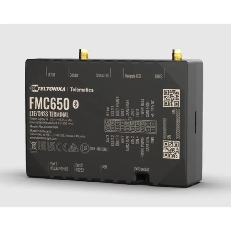 Teltonika 4G LTE Cat 1 Tracker for Advanced Applications with High Capacity Backup Battery and External Antennas