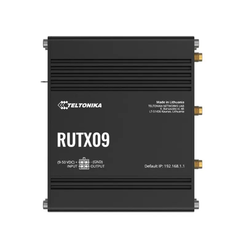 Teltonika RUTX09 Industrial Cellular Router, 4G LTE CAT 6, Dual SIM, Instant LTE Failover, Gigabit Ethernet, PSU included