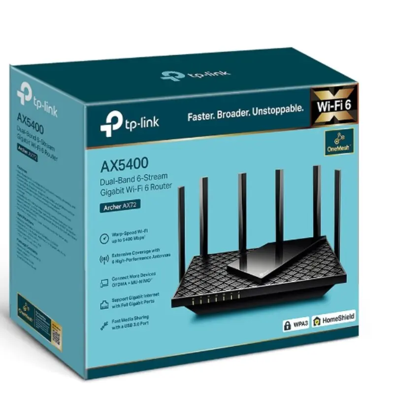 TP-Link Archer AX55 Pro AX3000 Dual-Band Wi-Fi 6 Router,  574 Mbps at 2.4 GHz   2402 Mbps at 5 GHz  , 4 Antennas,1 2.5 Gbps WAN/LAN Port   1 Gigabi
