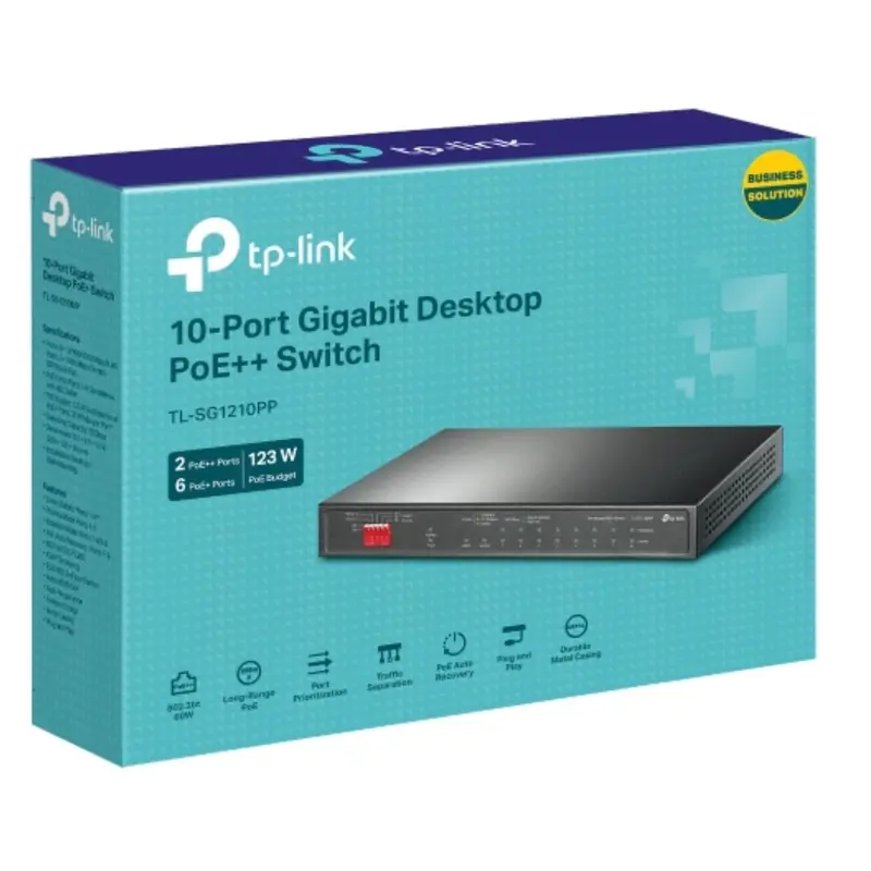 TP-Link TL-SG1210PP 10-Port Gigabit Desktop Switch with 6-Port PoE  and 2-Port PoE  