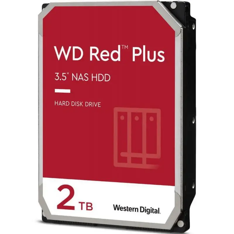 Western Digital 2TB WD Red Plus NAS Hard Drive 3.5-Inch -Transfer Rate up to 215MB/s -5640 RPM -Cache Size 512MB -3-Year Limited Warranty WD20EFPX