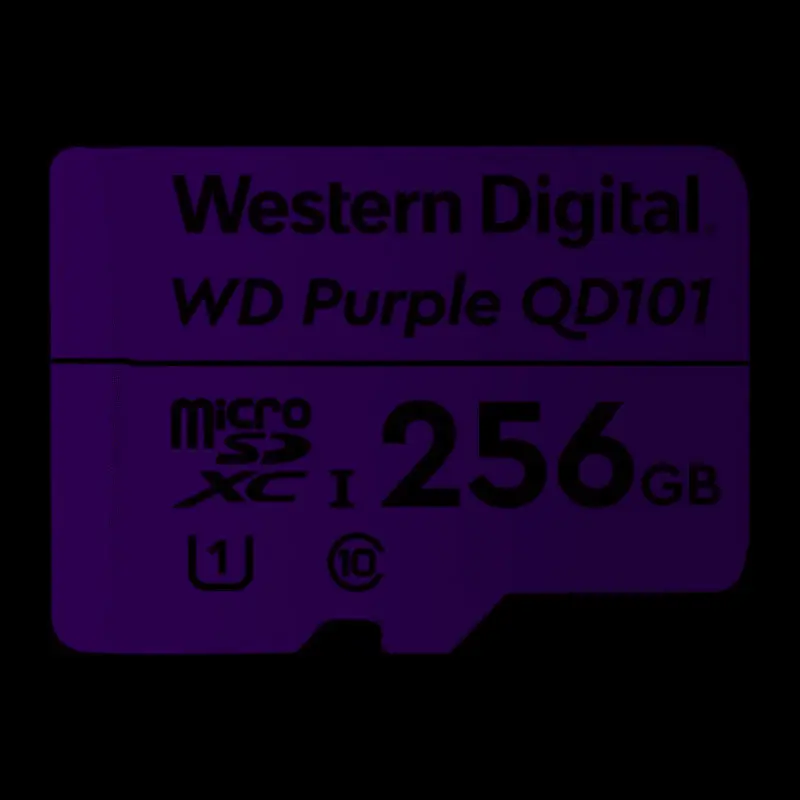 Western Digital WD Purple 256GB MicroSDXC Card 24/7 -25C to 85C Weather & Humidity Resistant for Surveillance IP Cameras mDVRs NVR Dash Cams Drones