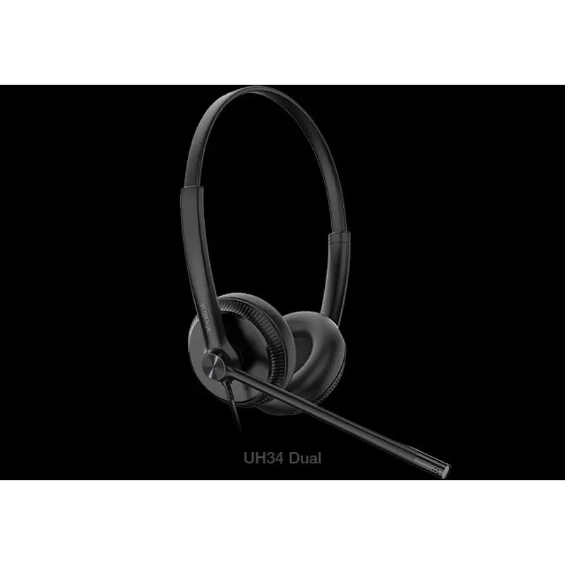 Yealink UH34 Dual Teams USB Headset, Lightweight, All Day Wearing Comfort, Ear Wideband Noise Cancelling Microphone, Leather Ear Cushions, USB-A