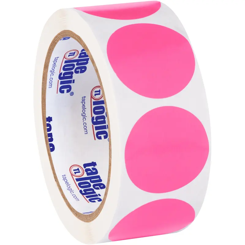 1 1/2" Fluorescent Pink Inventory Circle Labels (DL612K) Roll Of 500