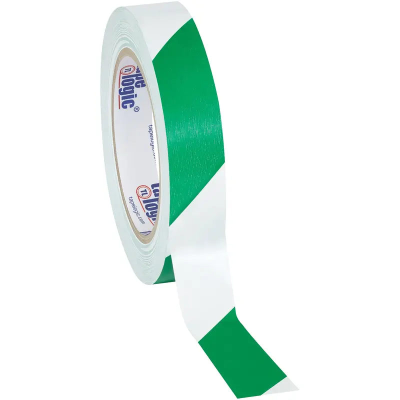 1" x 36 yds. Green/White (3 Pack) Tape Logic Striped Vinyl Safety Tape (T91363PKGW) Case Of 3