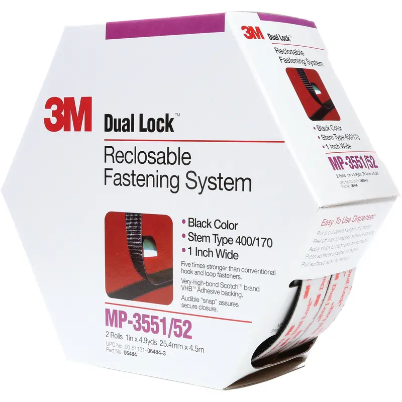 1" x 15' Black  3M MP3551/52 Dual Lock Mini-Pack Fasteners (DK3M101) Case Of 5
