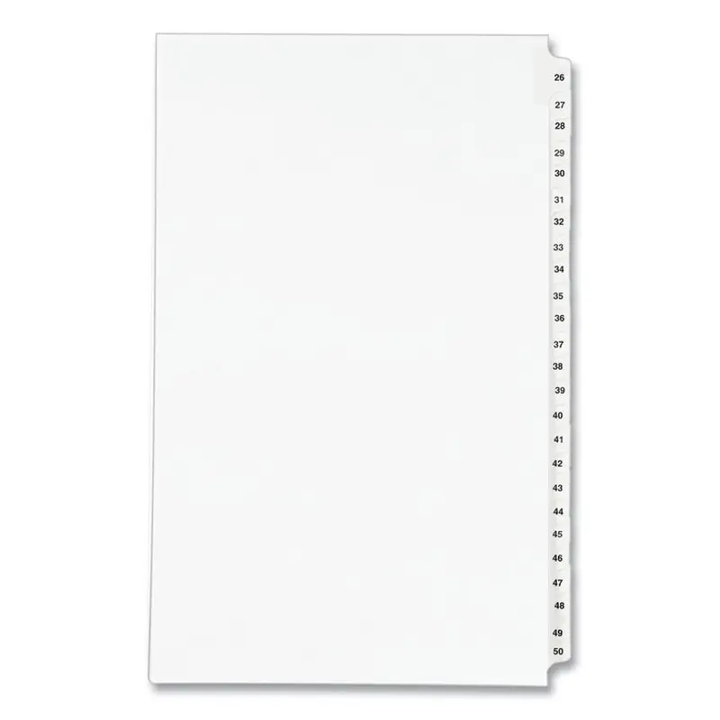 Avery Preprinted Legal Exhibit Side Tab Index Dividers, Avery Style, 25-Tab, 26 to 50, 14 x 8.5, White, 1 Set, (1431) (AVE01431) Pack of 25
