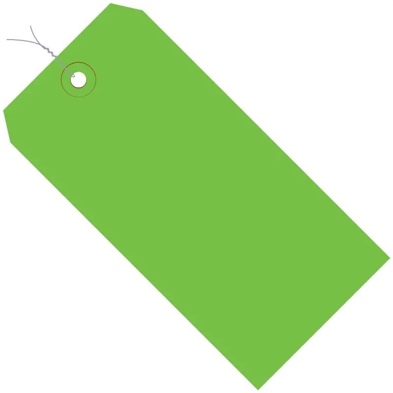 8 x 4" Green 13 Pt. Shipping Tags - Pre-Wired (G11093D) Case Of 500