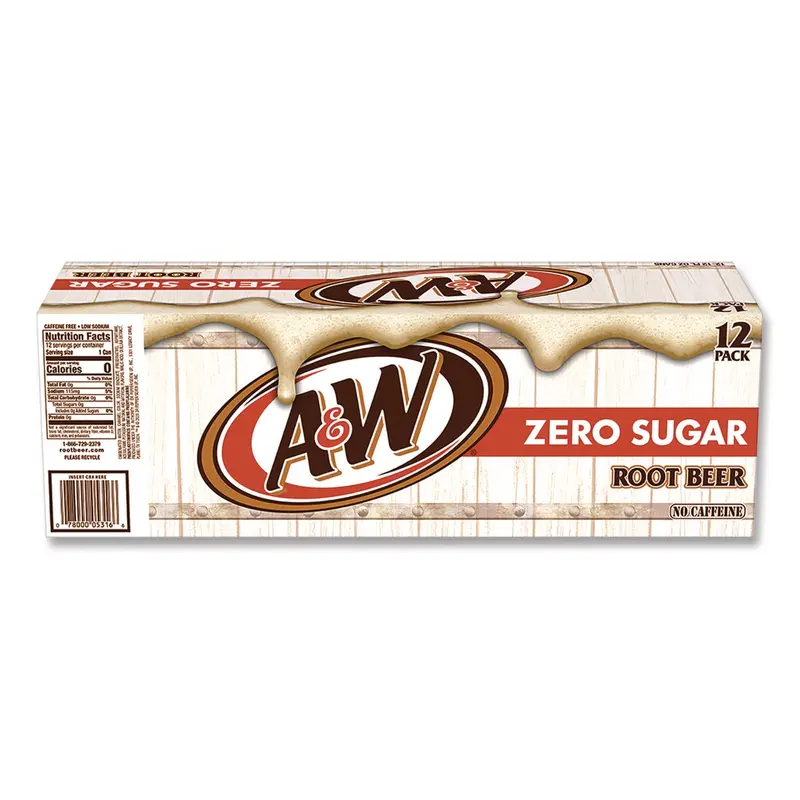 A&W Zero Sugar Root Beer, Vanilla, 12 oz Can, 24/Carton (DPP1564416) Case of 24
