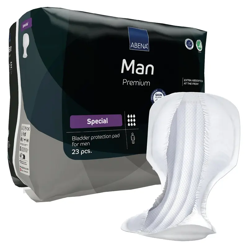 Abena Premium Man Special Bladder Control Pad 14.5 X 28.7 Inch Heavy Absorbency Fluff / Polymer Core One Size Fits Most (1218244_PK) 23/PK